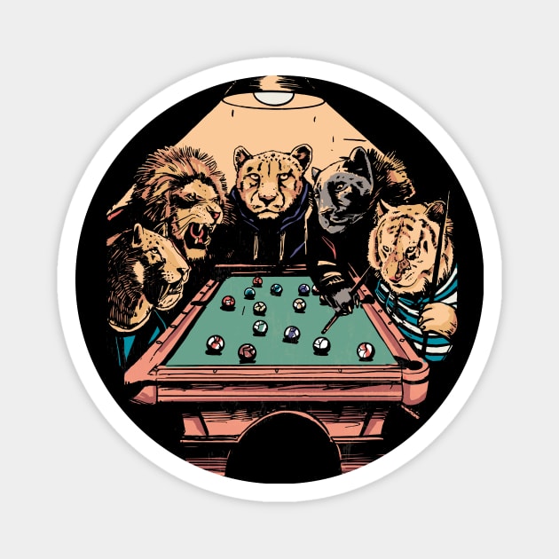 Big Cat Billiards // Funny Animals Playing Pool Magnet by SLAG_Creative